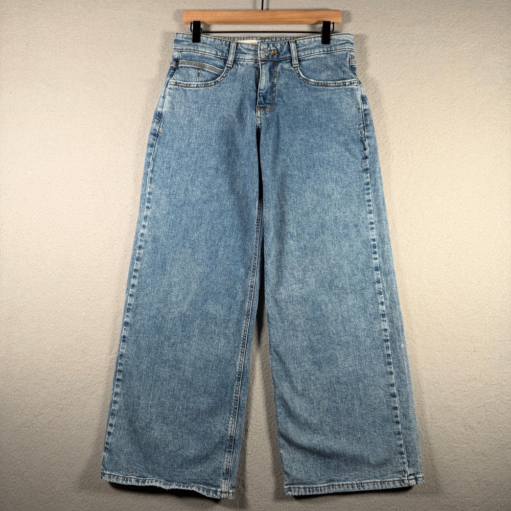 Pilcro Anthropologie Womens 27P Wide Leg High Rise Blue Denim Jeans 14564